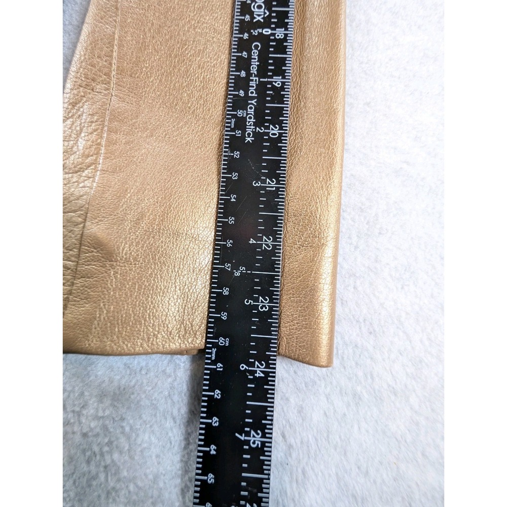 Vintage Jones New York Metallic Gold 100% Leather Jacket Women's Medium 90s Y2K - Picture 9 of 10